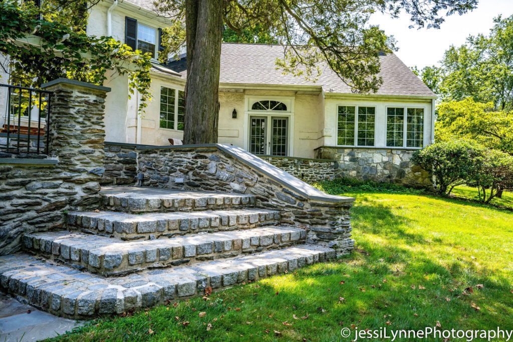 Patio with stone steps