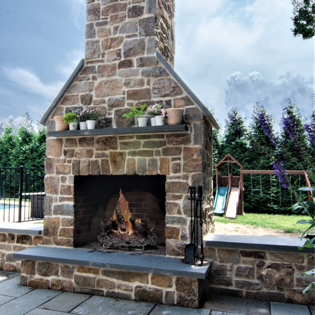 Backyard fireplace