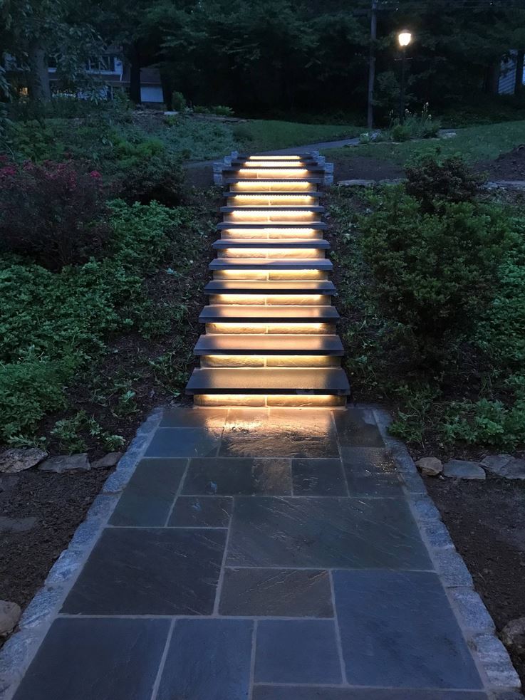 Lighted stone steps
