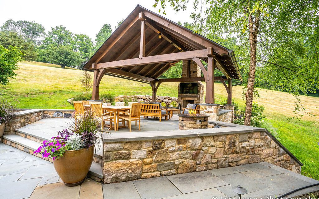 Elegant and rustic outdoor living space